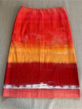 Kobi Halperin Gradient Red and Orange Midi Skirt